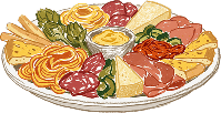 Abundant platters meant to be placed in the center of the table